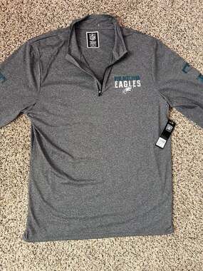 NFL Team Apparel Philadelphia Eagles 1/4 Zip Size XL Gray